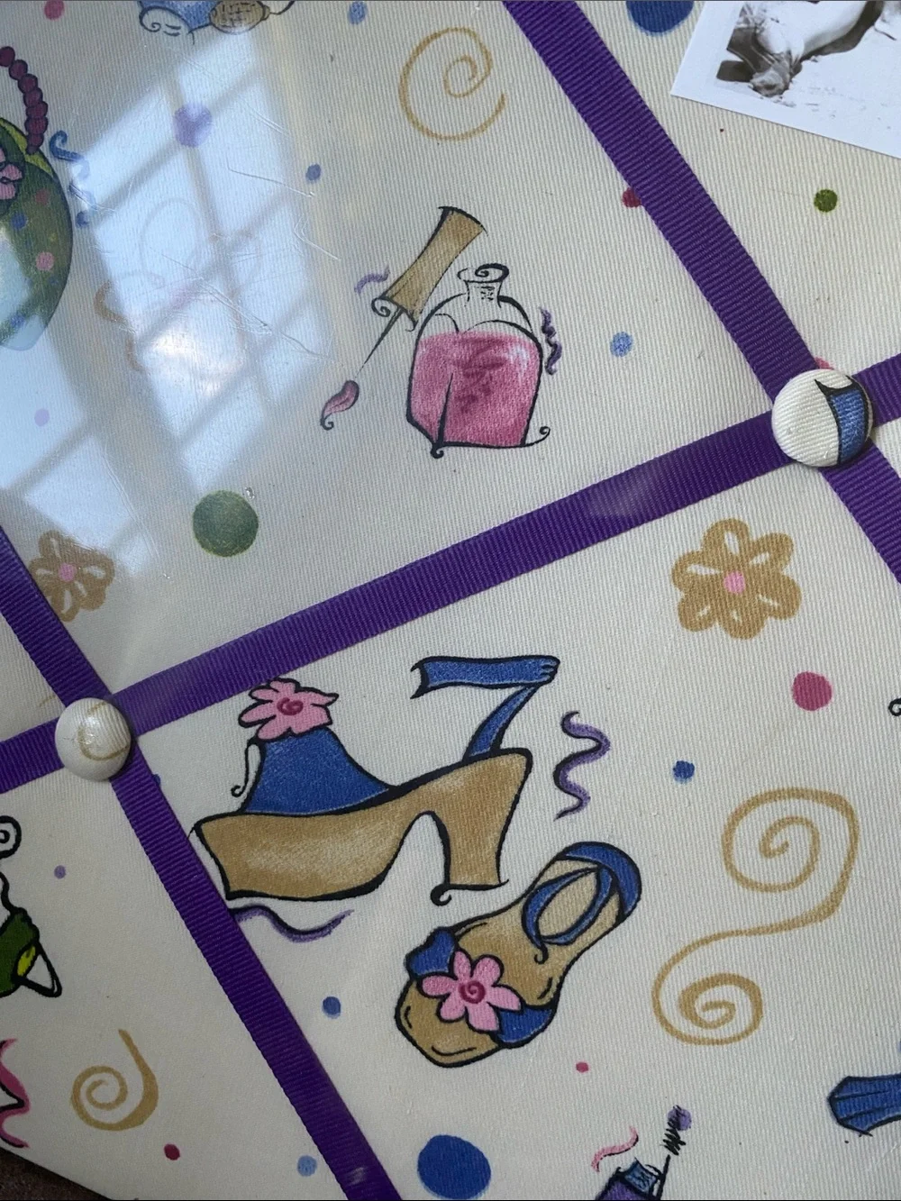 Purple Fashion Print French Memo Board